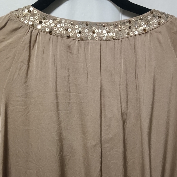 Antonio Melani Silk Blouse Tan Sequin Detail Medium - Picture 11 of 13